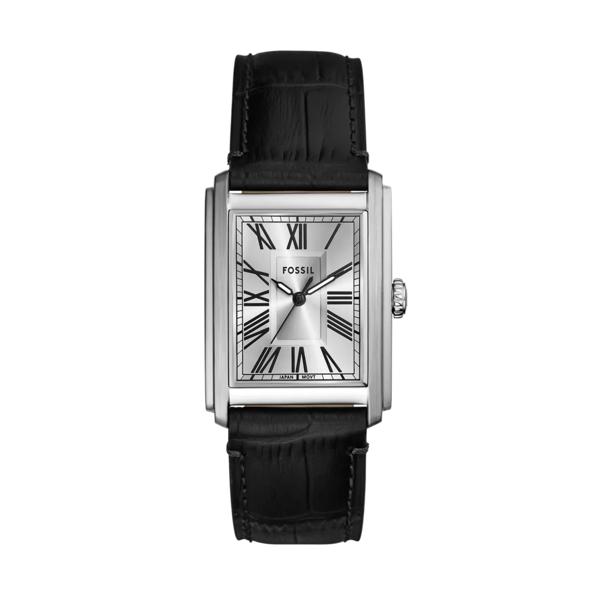 Carraway 30mm Three-Hand Black Croco Leather Watch