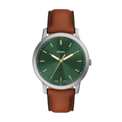 Fossil men's minimalist leather strap watch best sale