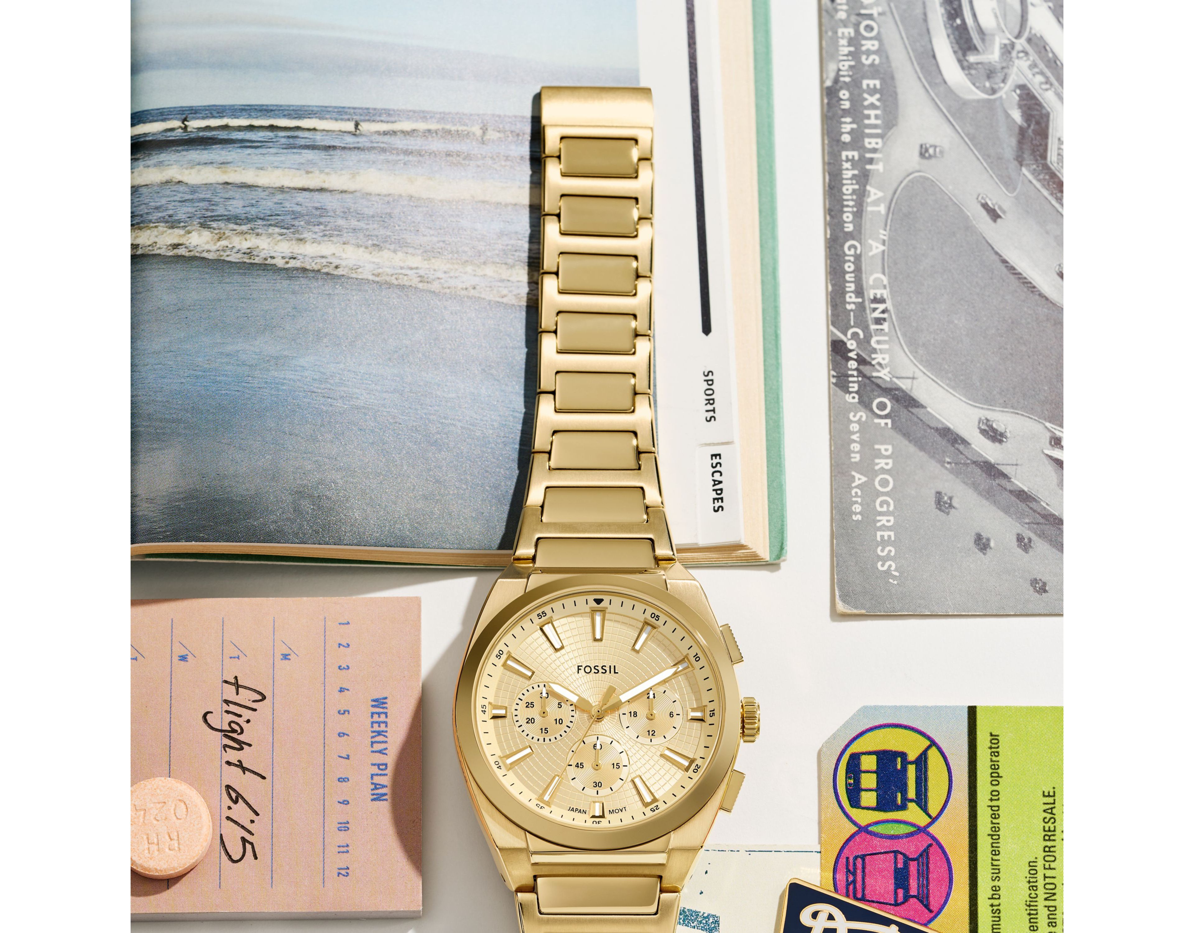 Everett 44mm Chronograph Gold-Tone Stainless Steel Watch