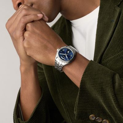 Campbell Three-Hand Day-Date Stainless Steel Watch
