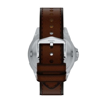 Garrett Multifunction Brown Leather Watch