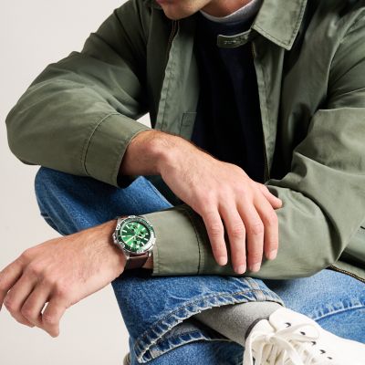 Garrett Multifunction Brown Leather Watch