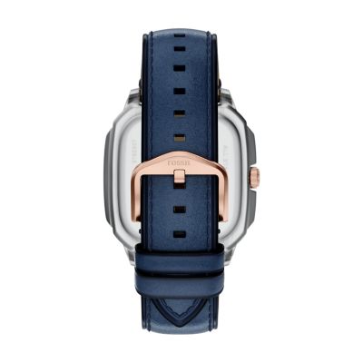 Crosby Three-Hand Blue Leather Watch