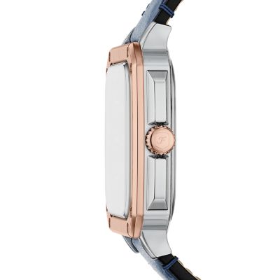 Crosby Three-Hand Blue Leather Watch
