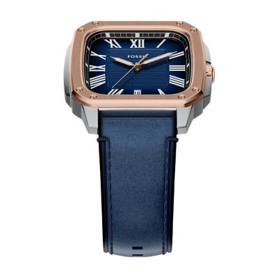 Crosby 三針 ブルー レザーウォッチ - FS6149 - Fossil