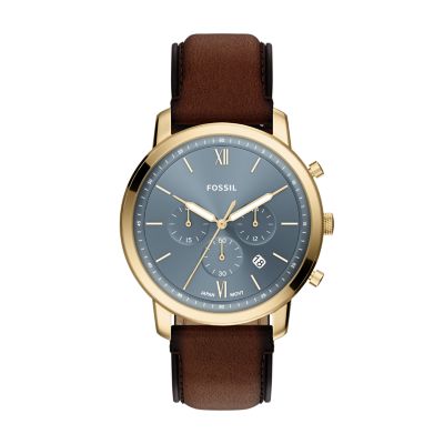 Brown and gold Fossil leather watch