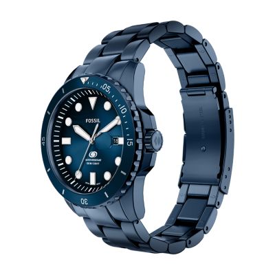 Fossil Blue Dive Three-Hand Navy Stainless Steel Watch  display picture 2