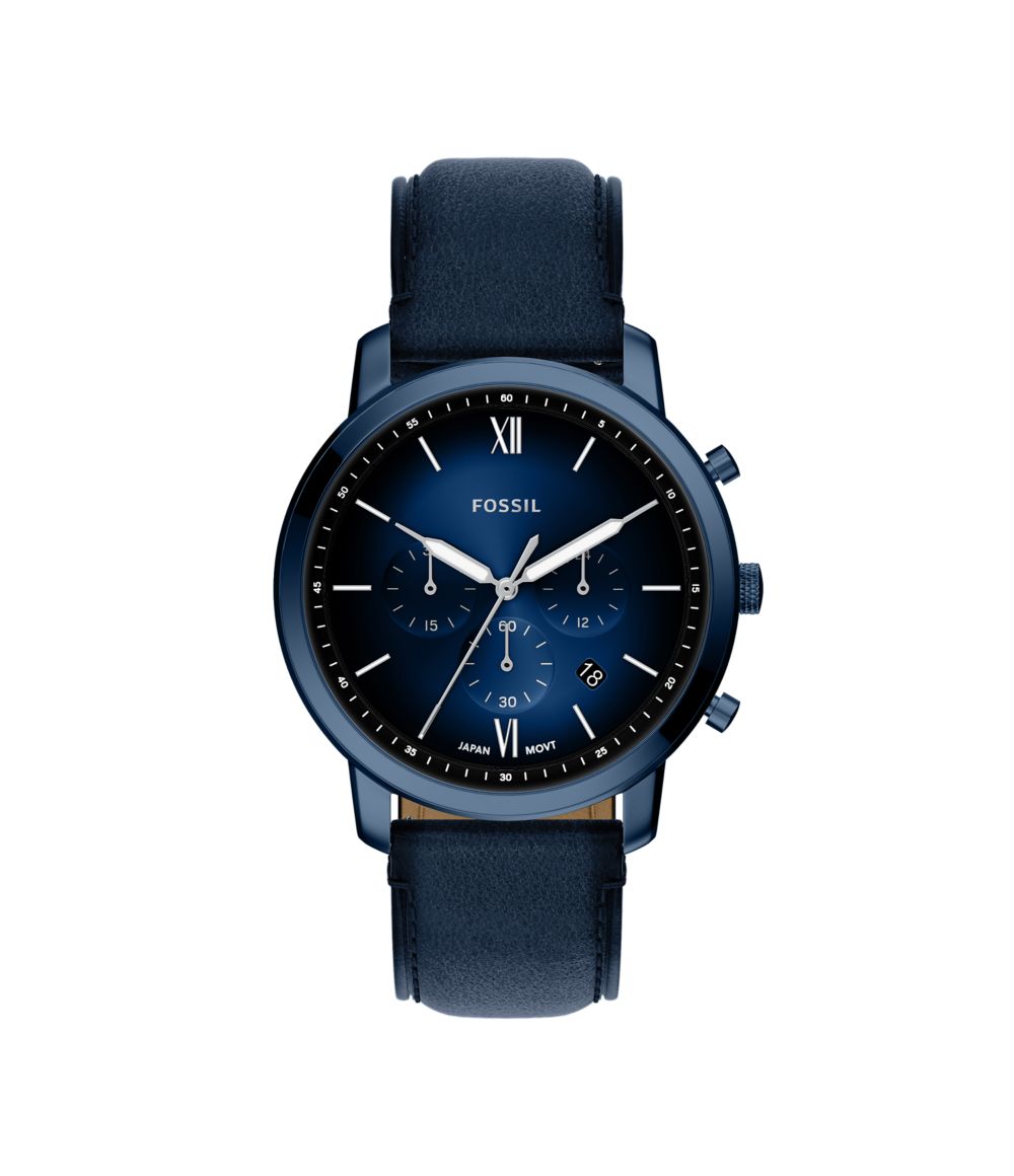 Neutra 44mm Chronograph Navy Leather Watch