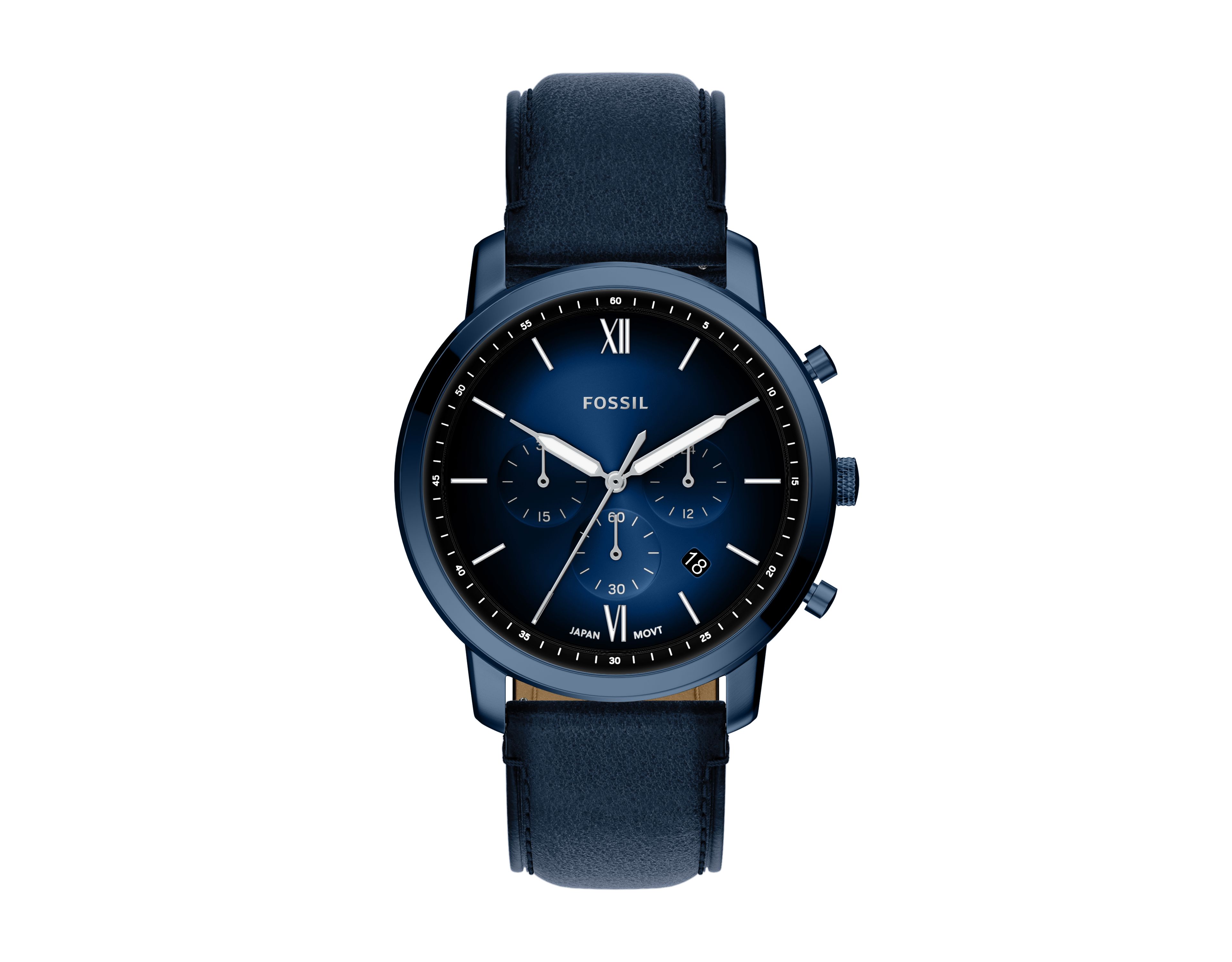 Neutra 44mm Chronograph Navy Leather Watch
