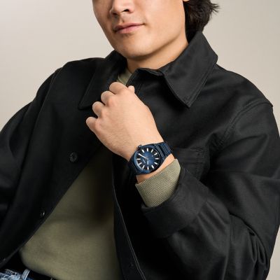 Everett Three-Hand Navy Stainless Steel Watch