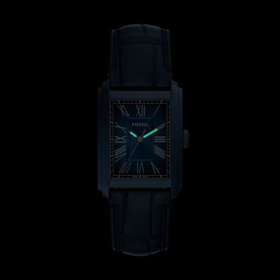 Carraway Three-Hand Navy Croco Leather Watch