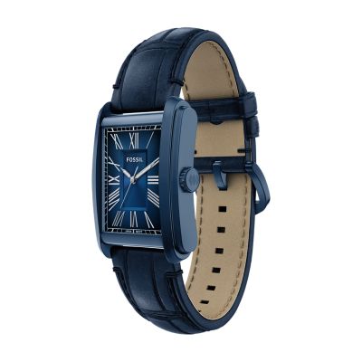 Carraway Three-Hand Navy Croco Leather Watch