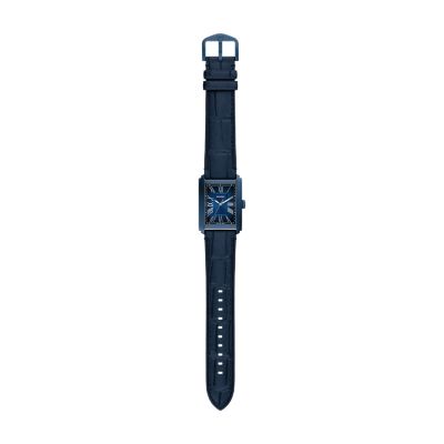 Carraway Three-Hand Navy Croco Leather Watch
