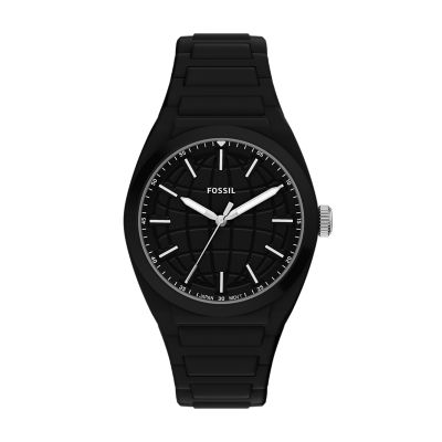 Black for Everett Three-Hand White Silicone Watch