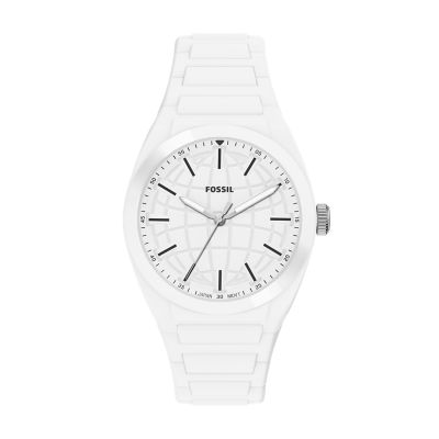 Everett Three-Hand White Silicone Watch