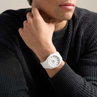 Everett Three-Hand White Silicone Watch