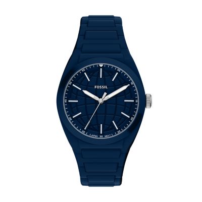 Blue for Everett Three-Hand White Silicone Watch