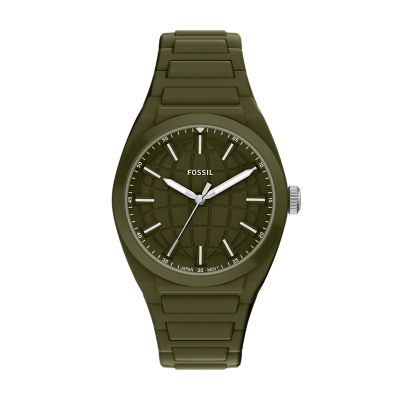 Green for Everett Three-Hand White Silicone Watch