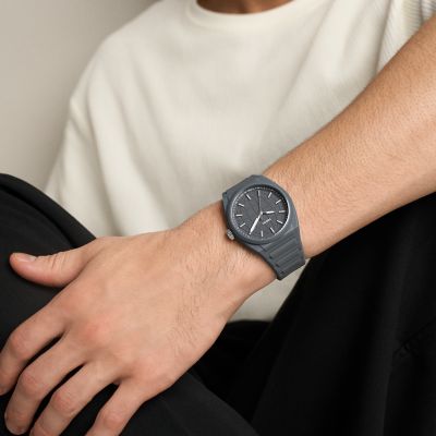 Everett Three-Hand Gray Silicone Watch