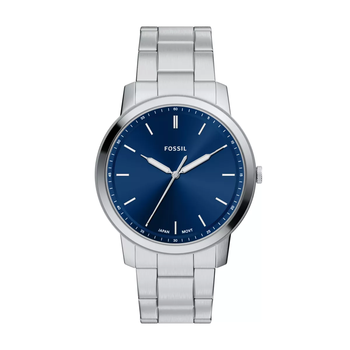 Minimalist 44mm Three-Hand Stainless Steel Watch