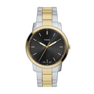 Gold,Silver for Minimalist Slim Three-Hand Black Stainless Steel Watch
