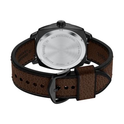 Machine 41mm Three-Hand Date Brown Leather Watch