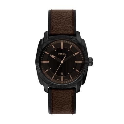 Machine 41 mm Three-Hand Date Brown Leather Watch