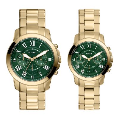 Gold for Grant Chronograph Gold-Tone Stainless Steel Watch Set