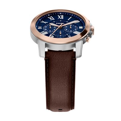 Grant 44mm Chronograph Brown Leather Watch