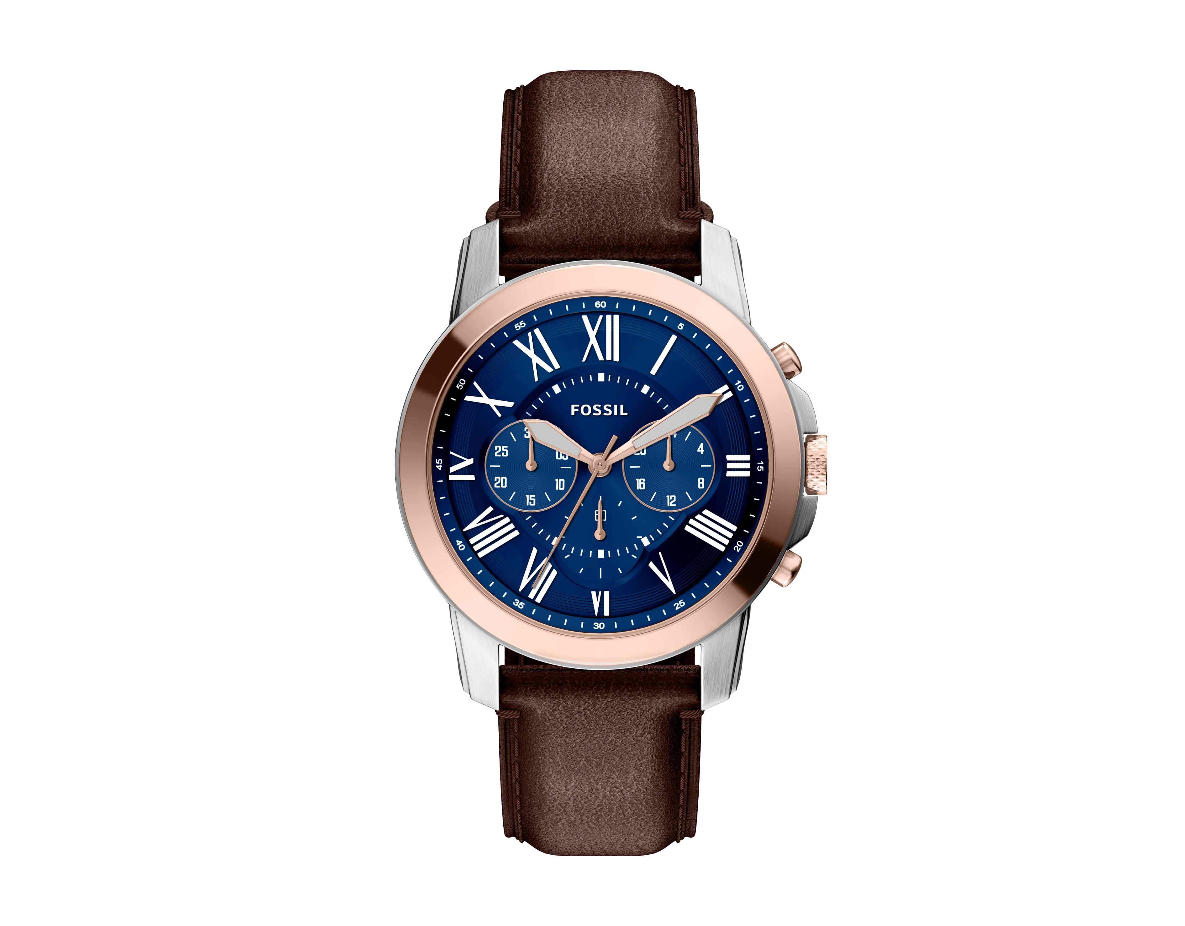 Grant 44mm Chronograph Brown Leather Watch