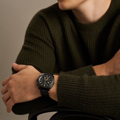 Machine 44mm Chronograph Black Stainless Steel Watch