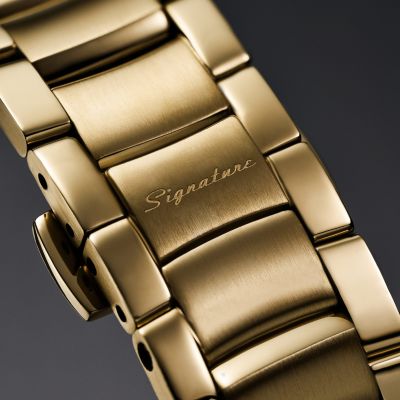 ENGRAVE ゴールドメタル 置時計　(純金メッキ) 140g Signature CS-1 42mm Master Calendar Chronoquartz Gold-Tone