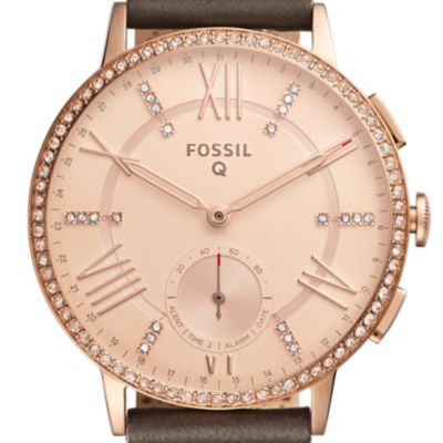 Montre connectée hybride Fossil Q Gazer en cuir gris