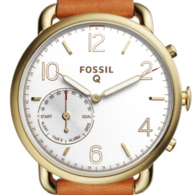 Montre connectée hybride Fossil Q Tailor en cuir brun clair
