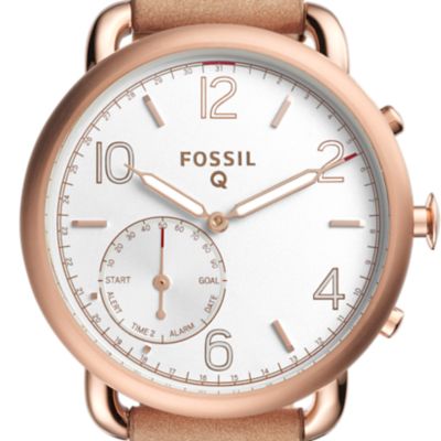 Montre connectée hybride Fossil Q Tailor en cuir brun clair