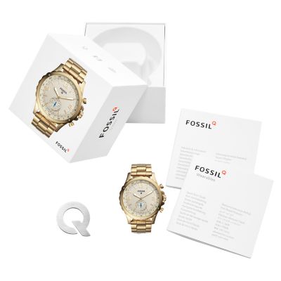 Hybrid Smartwatch Nate Gold Tone Stainless Steel FTW1142 Fossil