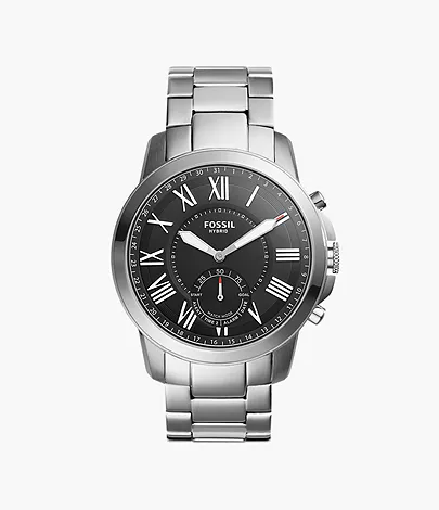 Fossil Q Men's Grant stainless steel and leather hybrid