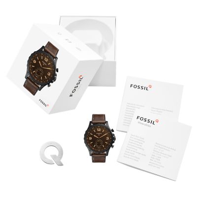 Hybrid Smartwatch Nate Dark Brown Leather