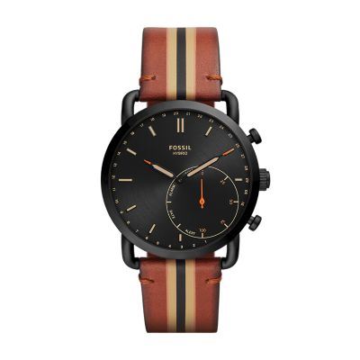 Hybrid Smartwatch Commuter Luggage Stripe Leather