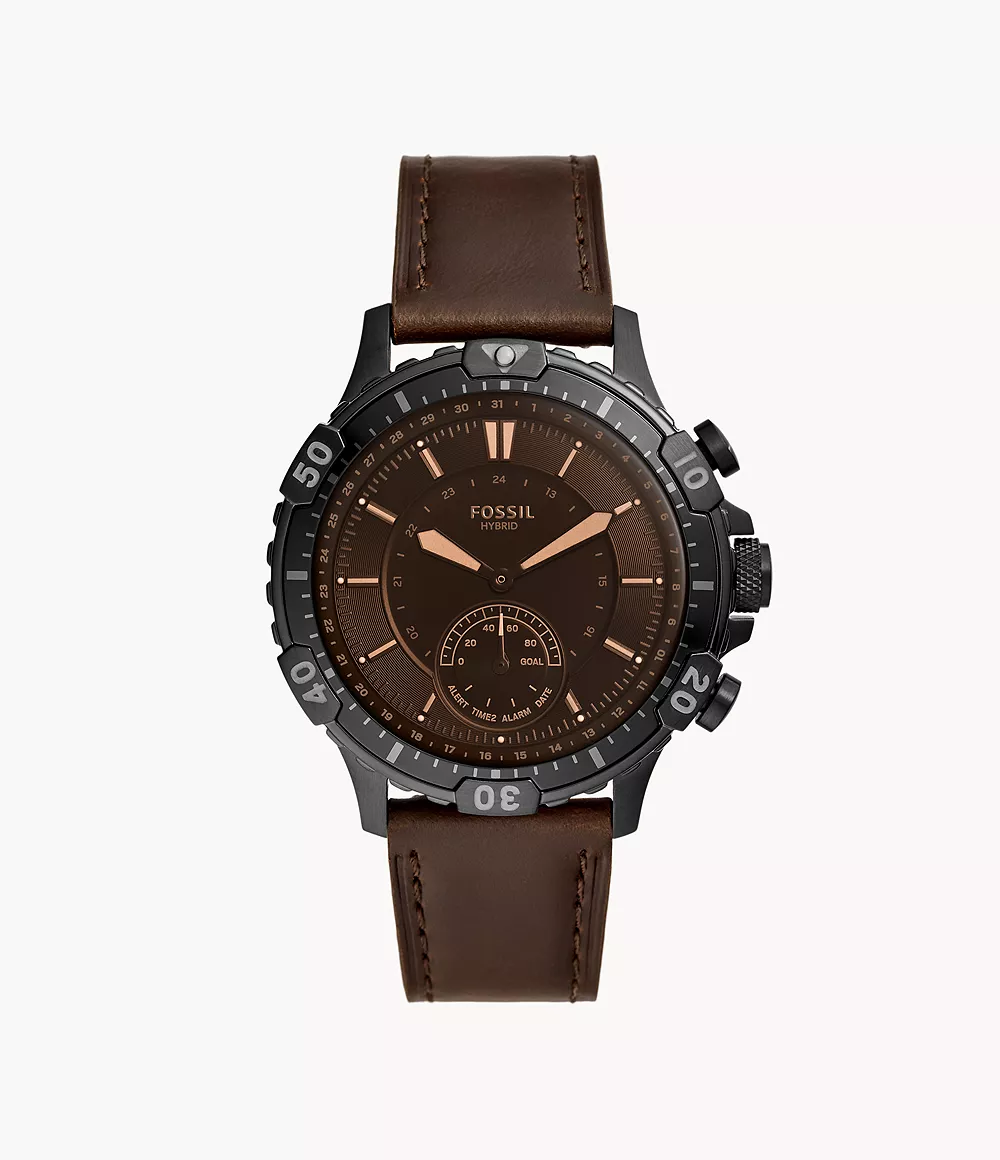 Fossil Herren Herren Hybrid Smartwatch Garret Leder Braun