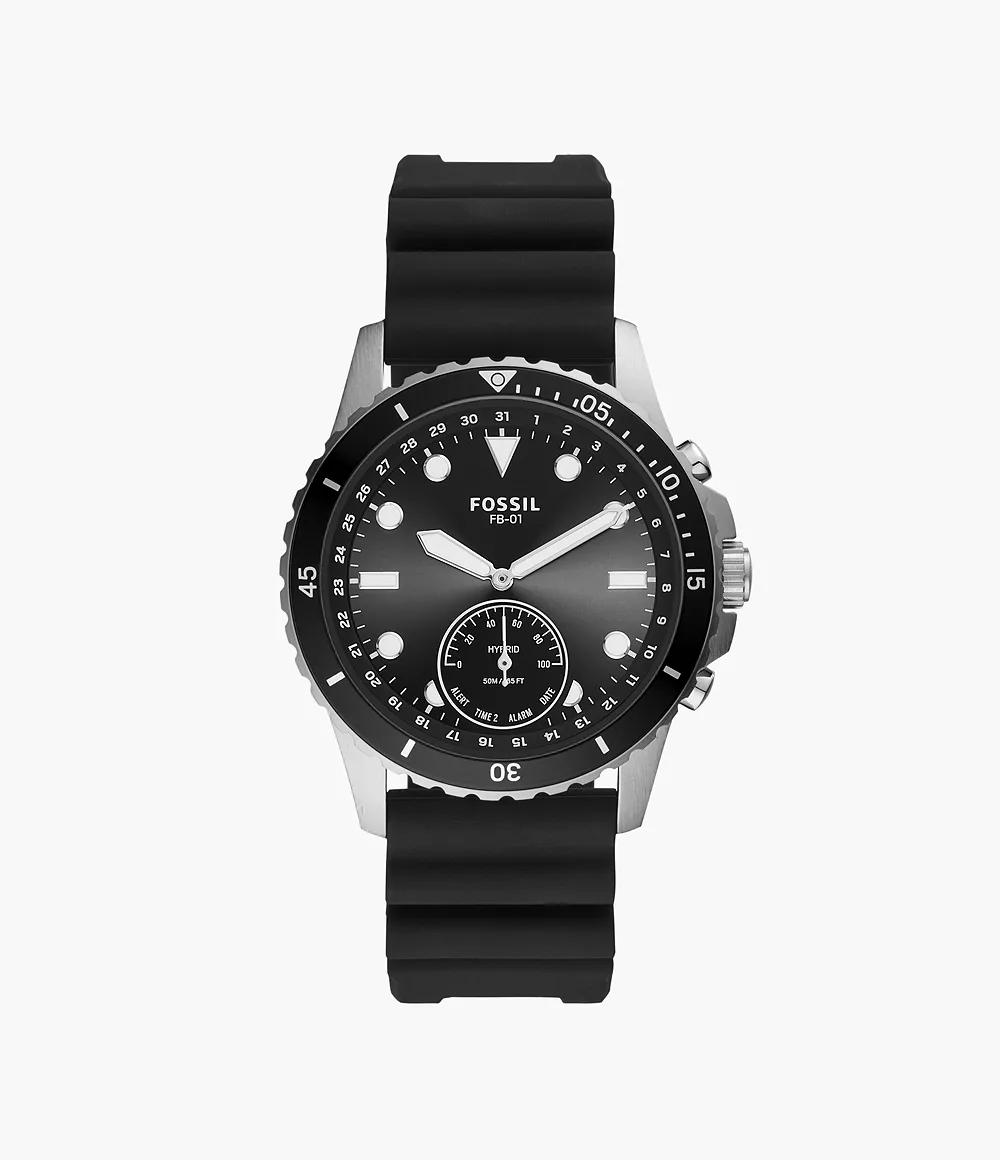 Fossil Herren Hybrid Smartwatch FB-01 Silikon Schwarz