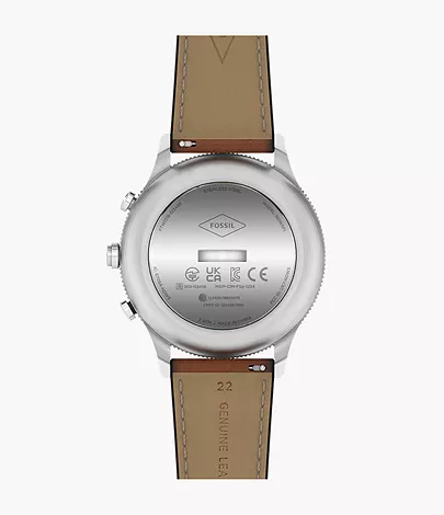 Hybrid Smartwatch Retro Pilot Dual-Time Brown Eco Leather 