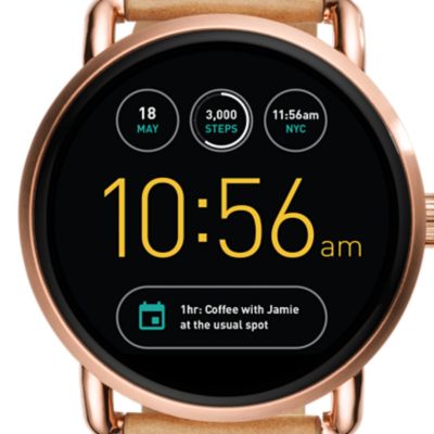 Montre connectée Fossil Q Wander à écran tactile en cuir brun clair