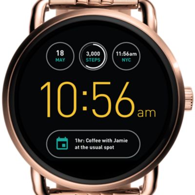 Montre connectée Fossil Q Wander à écran tactile en acier inoxydable doré rose