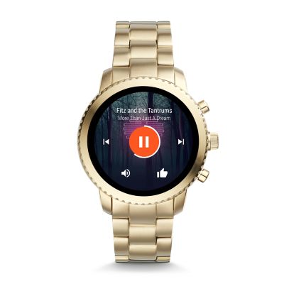 fossil q men's gen 3 explorist stainless steel and silicone smartwatch