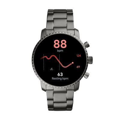 Gen 4 Smartwatch Explorist HR Smoke Stainless Steel FTW4012 Fossil