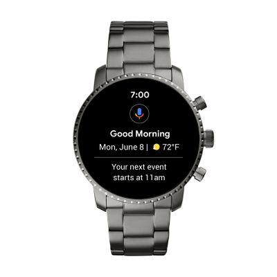 Gen 4 Smartwatch Explorist HR Smoke Stainless Steel FTW4012 Fossil