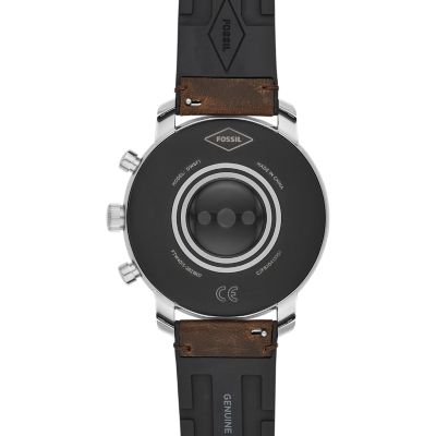 fossil men's gen 4 explorist hr stainless steel and leather touchscreen smartwatch