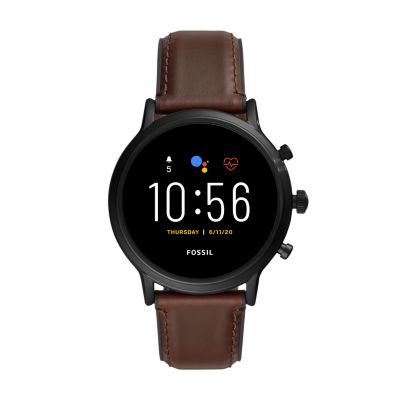Gen 5 Smartwatch The Carlyle HR Dark Brown Leather and Rubber - FTW4026 -