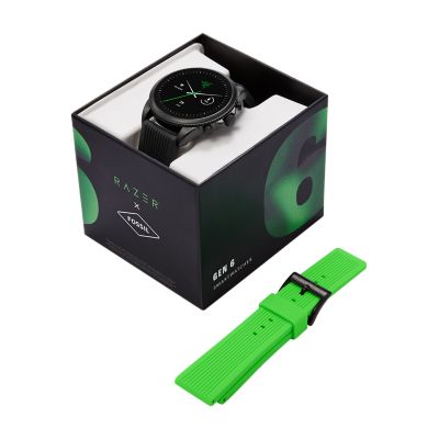 Razer x Fossil Gen 6 Smartwatch Black Silicone Watch and 